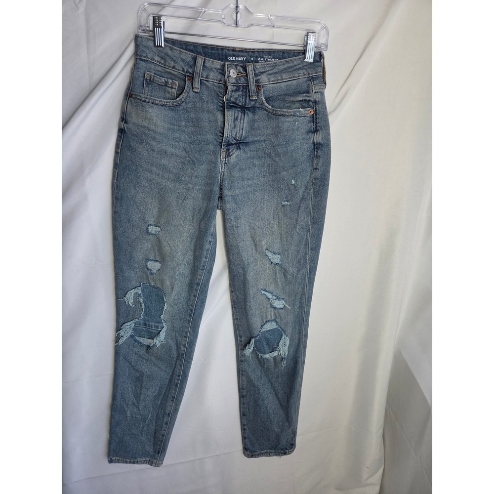 Old Navy O.G. Straight Jeans Womens  Blue Medium Wash Straight High Rise